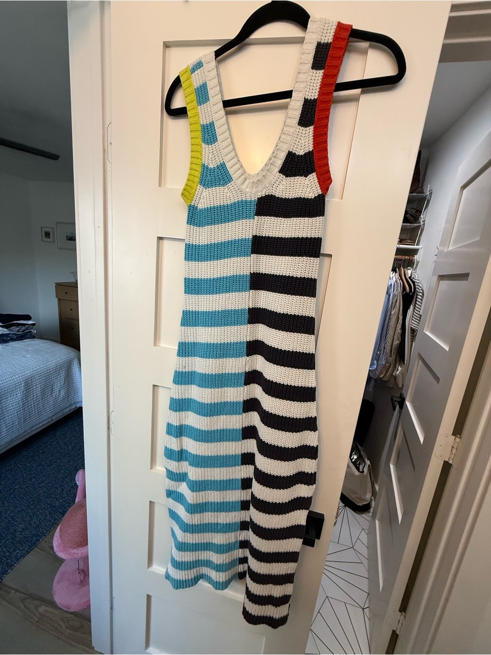 Staud striped Tank Dress in Blue, Black & White - Picture 5 of 6
